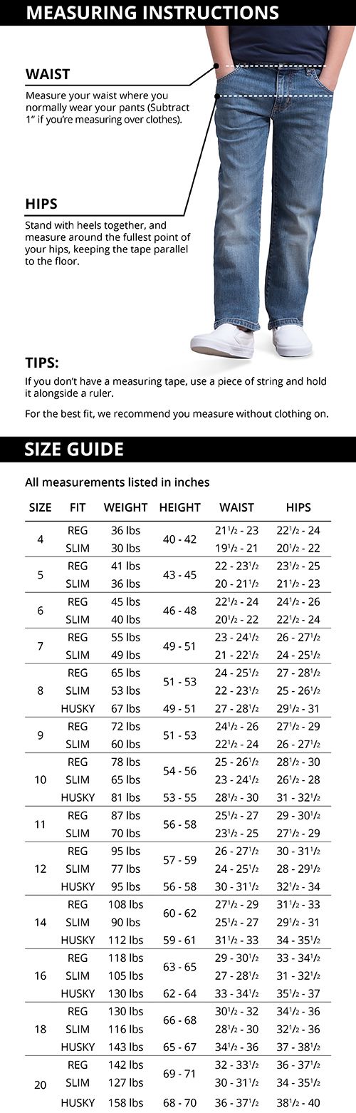 Wrangler Up Jeans Size Chart