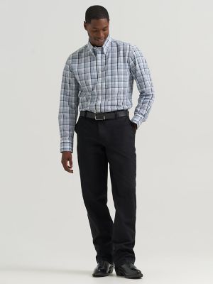 Mens Flat Front Relaxed Fit Pants:Black:30:36 alternative view 2