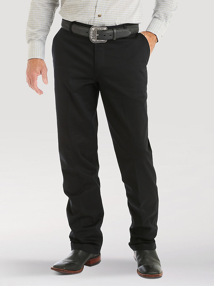 Men's Wrangler Casuals® Flat Front Relaxed Fit Pants in Black main view
