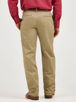 Men's Wrangler Casuals® Flat Front Relaxed Fit Pants in Khaki