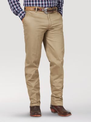 Men's Wrangler Casuals® Flat Front Relaxed Fit Pants in Khaki