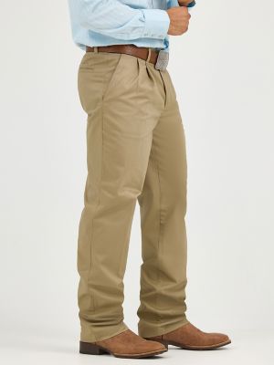 Men's Wrangler Casuals® Pleated Front Relaxed Fit Pants in Khaki