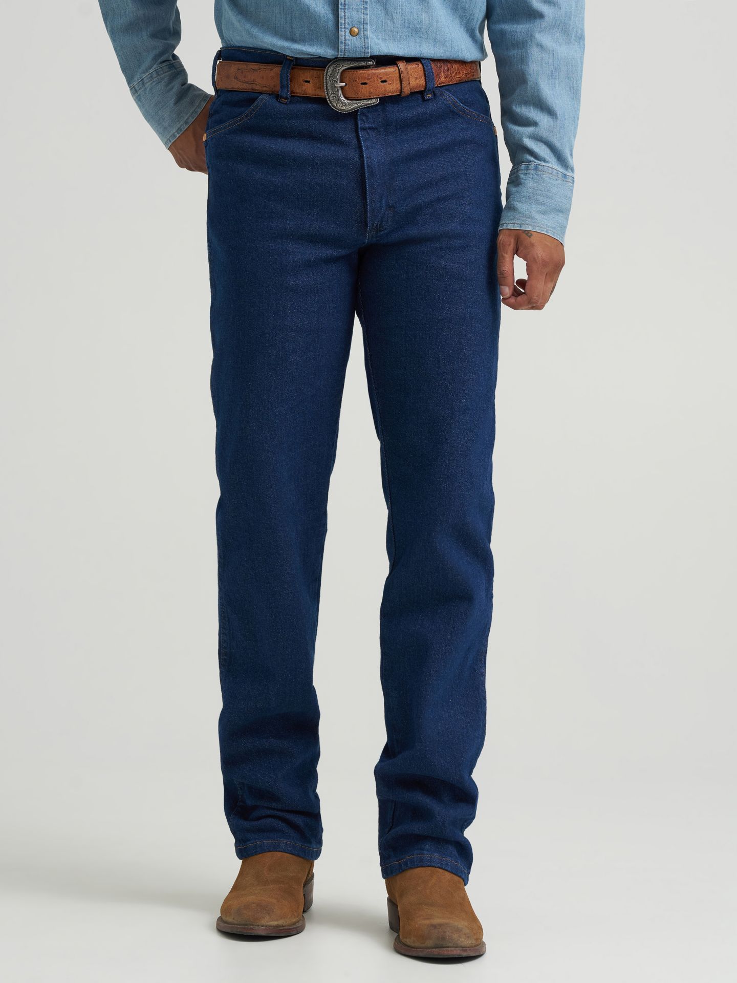 Мужские джинсы Wrangler Cowboy Cut® Navy Stretch Slim Fit, цвет: Тёмно-синий — фото 3