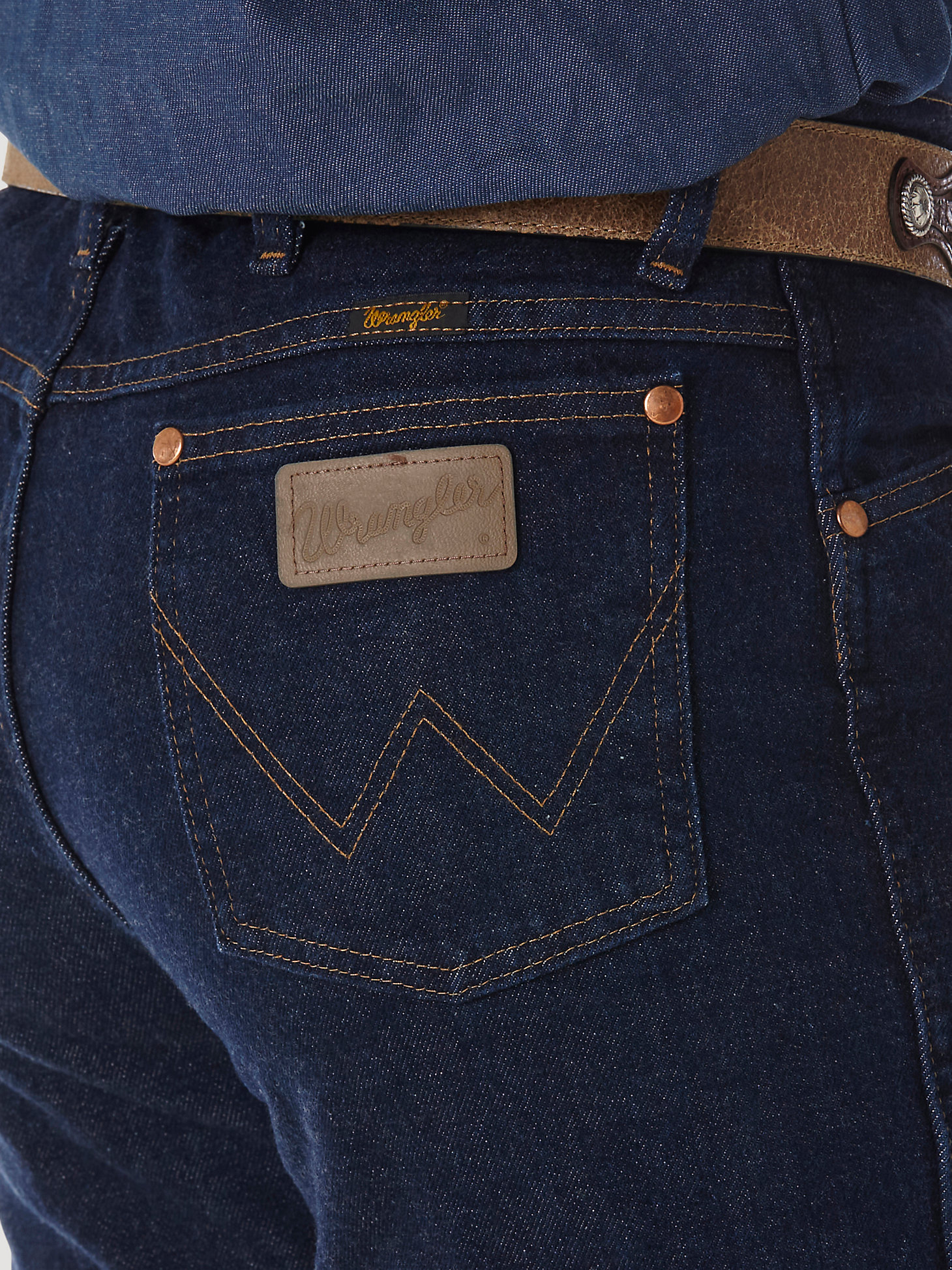 Wrangler® Cowboy Cut® Navy Stretch Slim Fit Jean in Navy alternative view 3