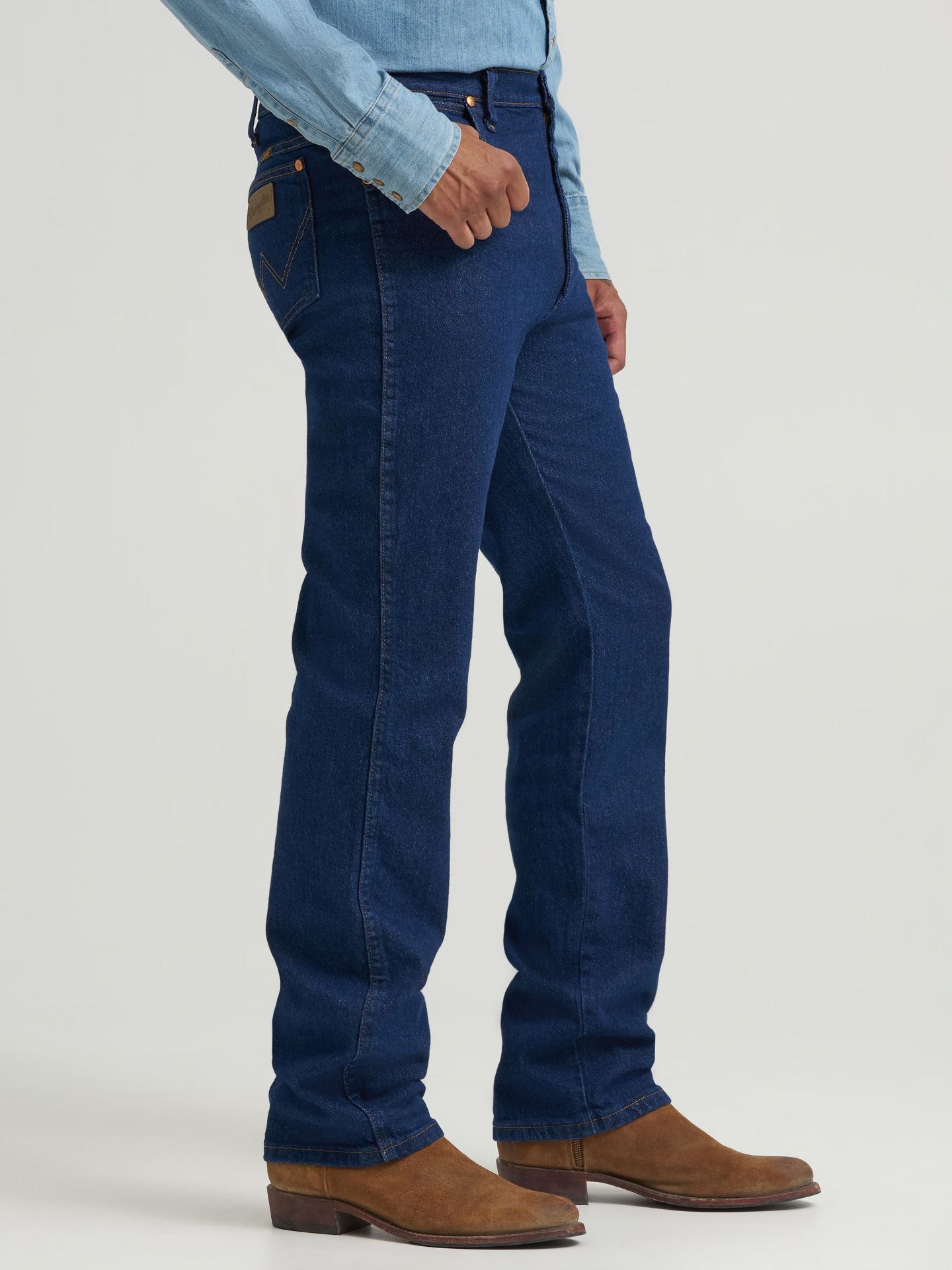 Мужские джинсы Wrangler Cowboy Cut® Navy Stretch Slim Fit, цвет: Тёмно-синий — фото 4