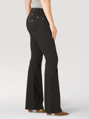 wrangler black flare jeans