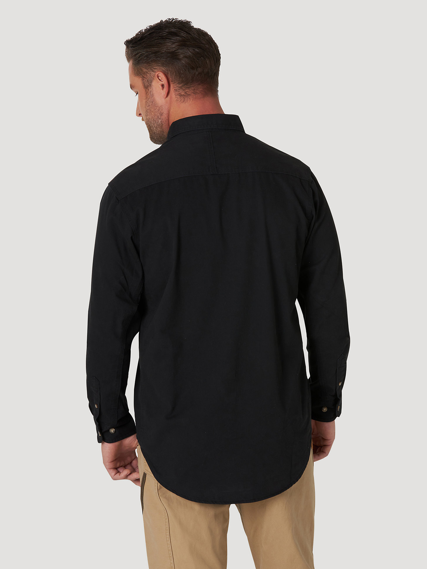 Wrangler® RIGGS Workwear® Long Sleeve Button Down Solid Twill Work Shirt in Black alternative view 1