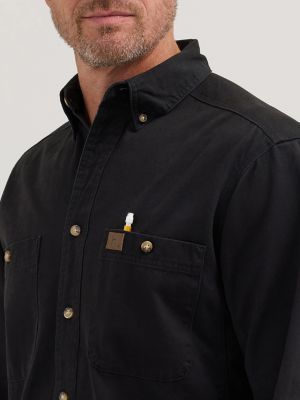 Wrangler® RIGGS Workwear® Long Sleeve Button Down Solid Twill Work Shirt