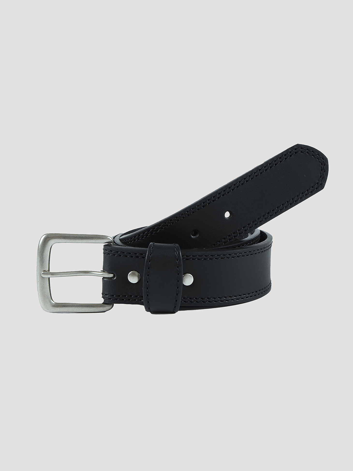 Mens Buffalo Leather Belt:Black:34 main view