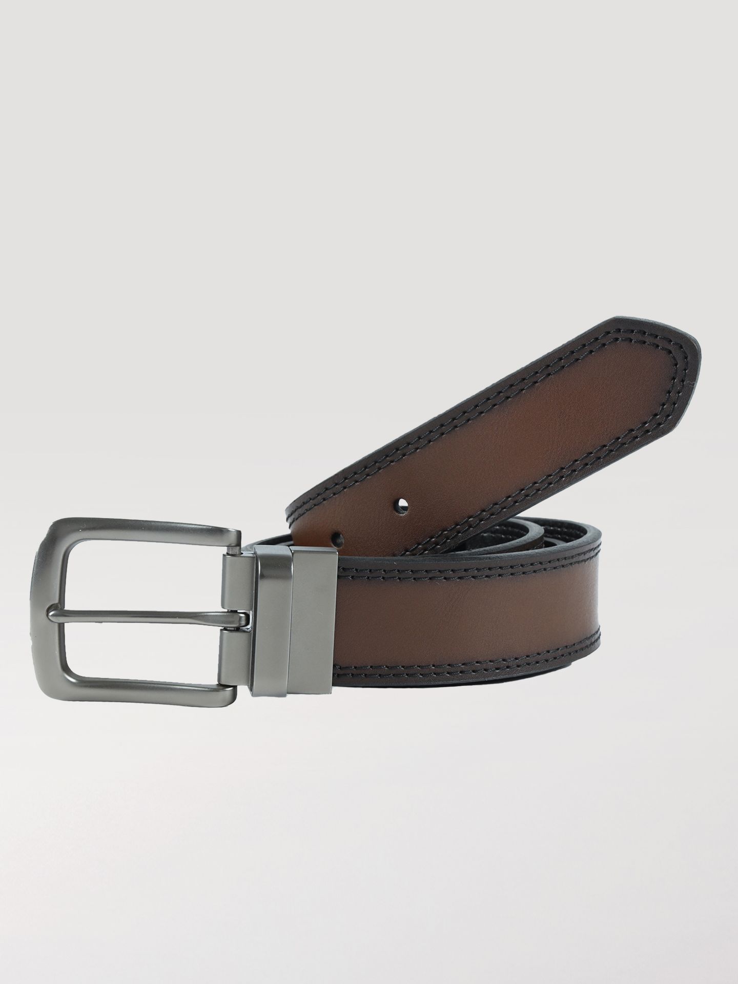 Мужской ремень Wrangler Burnished Edge Reversible, цвет: Коричневый — фото 1