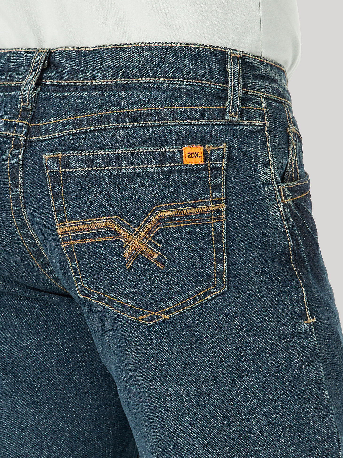 Men’s Wrangler® 20X® No. 42 Flame Resistant Vintage Bootcut Work Jean in Dark Denim alternative view 5