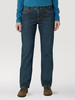 Women's Wrangler® FR Flame Resistant Mid-Rise Bootcut Jean in Crosshatch