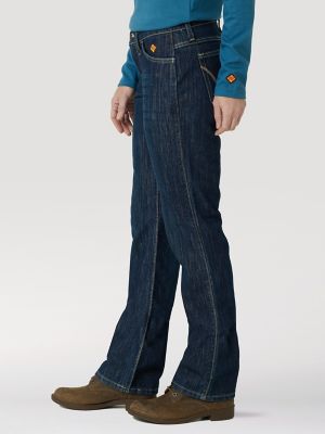 Women's Wrangler® FR Flame Resistant Mid-Rise Bootcut Jean in Rinse Wash