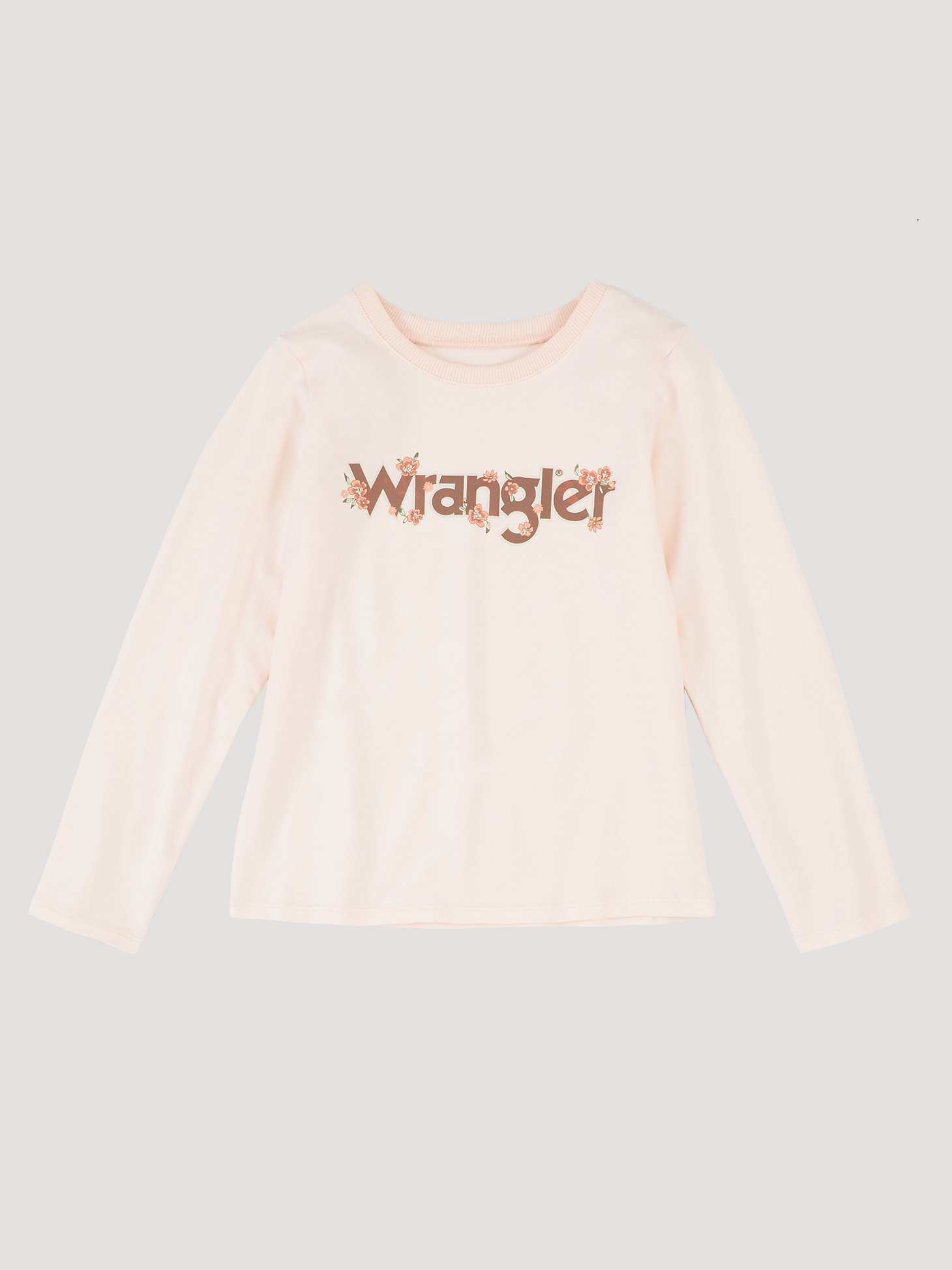 Girl's Long Sleeve Floral Logo Tee in Pink main view