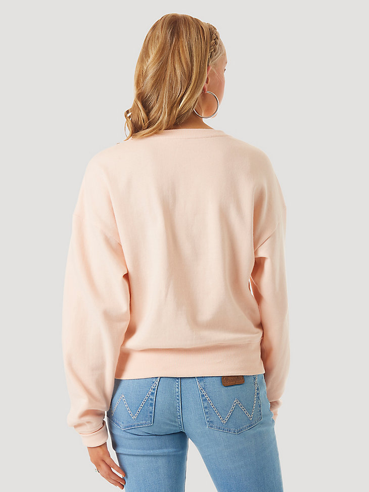 Women's Chenille Logo Embroidered Pullover in Pink alternative view