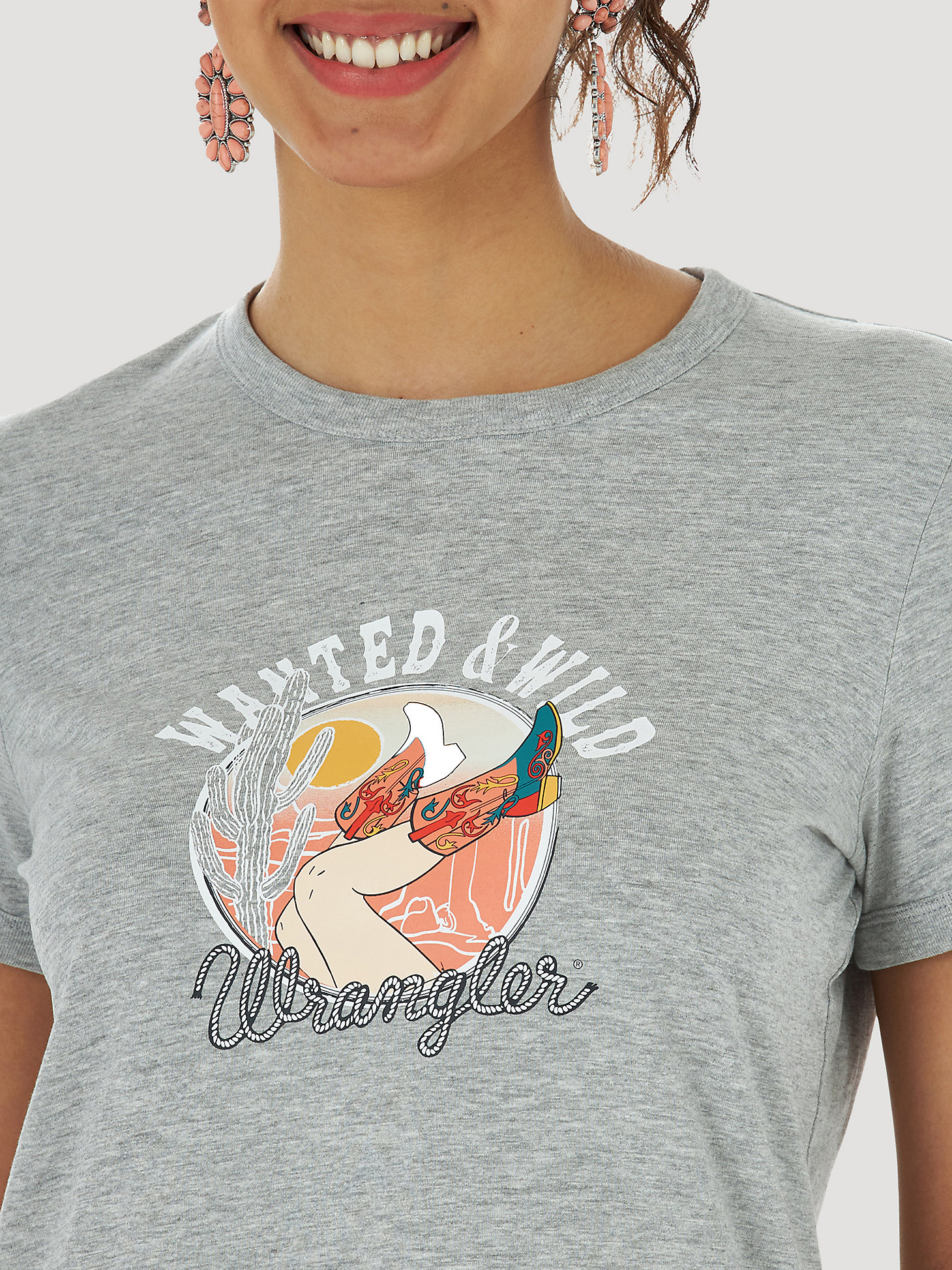 Women's Wanted And Wild Ringer Tee in Grey alternative view 2