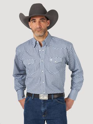 Men's George Strait Troubadour Long Sleeve Western Snap Print Shirt