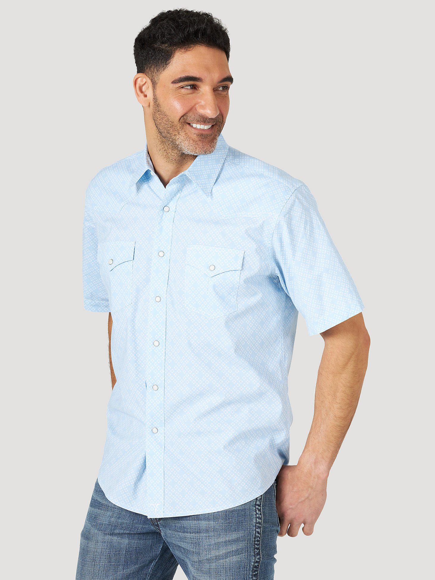 Fseason-Men Classic Trim-Fit Comfy Casual Western Shirt Dress Shirts 
