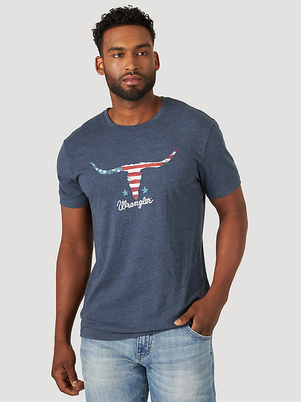 Men's Longhorn American Flag Graphic T-Shirt