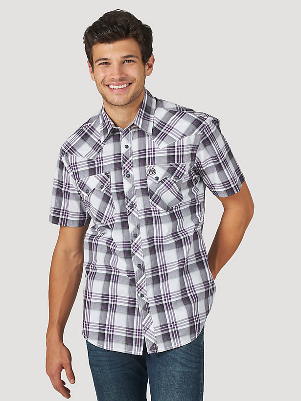 Men's Wrangler Retro® Short Sleeve Snap Pocket Plaid Shirt