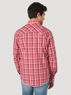 Wrangler Men's Rock 47 Red White & Blue Plaid Snap Up Western Shirt MRC341M SALE 