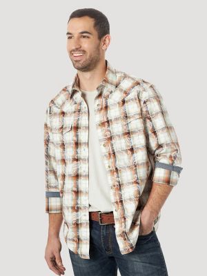 Wrangler Mens Retro Two Pocket Long Sleeve Snap Shirt