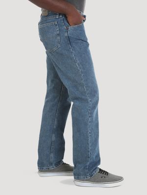 Men’s 100% Cotton Regular Fit Straight Leg Jeans in Vintage Stone