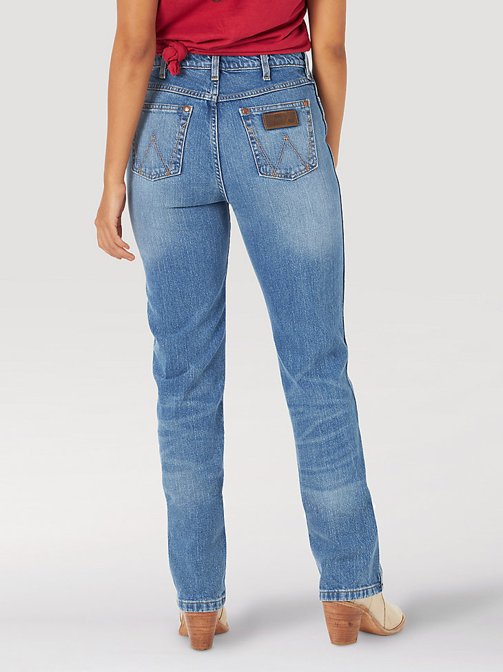 Women's Wrangler Rooted Collection™ USA High Rise Straight Leg Jean in Blue alternative view 2