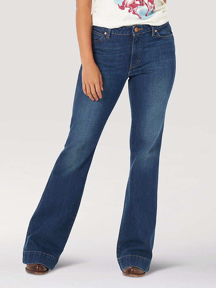 Women's Wrangler Rooted Collection™ USA High Rise Trouser Jean in Blue main view