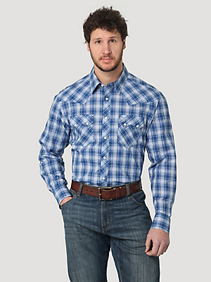 Wrangler Men’s Big & Tall Retro Two Pocket Long Sleeve Snap Shirt