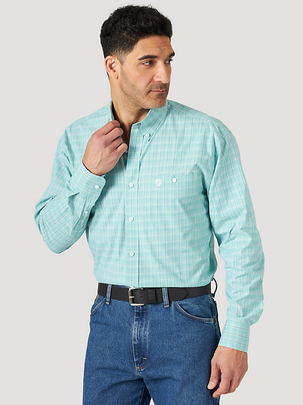 Men's George Strait Long Sleeve Button Down One Pocket Plaid Shirt
