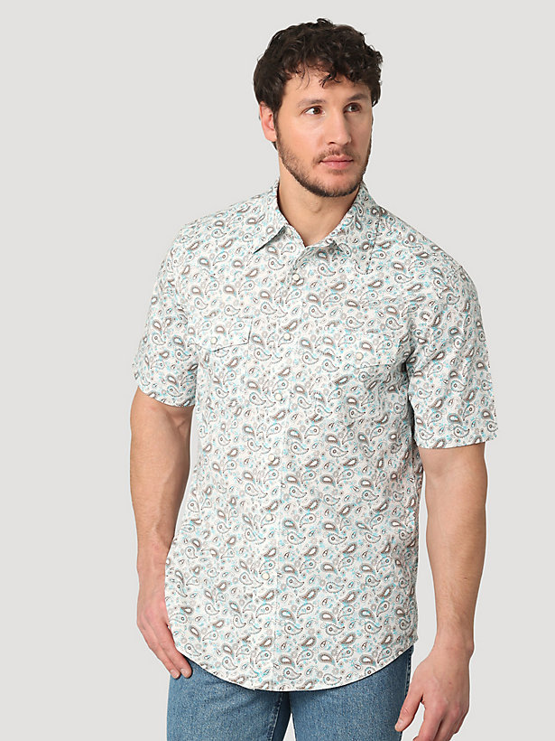 Men's Wrangler® 20X® Competition Advanced Comfort Short Sleeve Western Snap Print Shirt