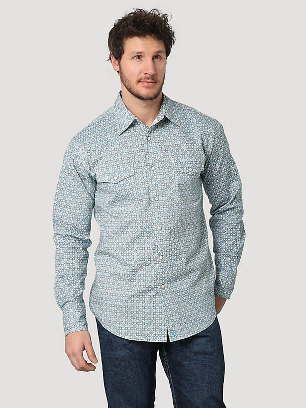 Men's Wrangler® 20X® Competition Advanced Comfort Long Sleeve Western Snap Print Shirt