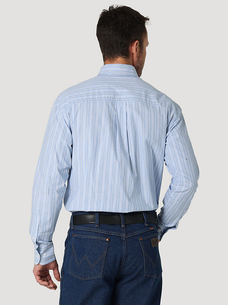 Men's George Strait Long Sleeve Button Down One Pocket Stripe Shirt in Blue Tri alternative view