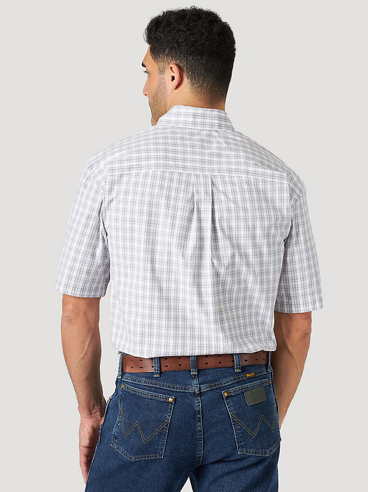 Men's George Strait Short Sleeve 1 Pocket Button Down Plaid Shirt in Rose Cloud alternative view