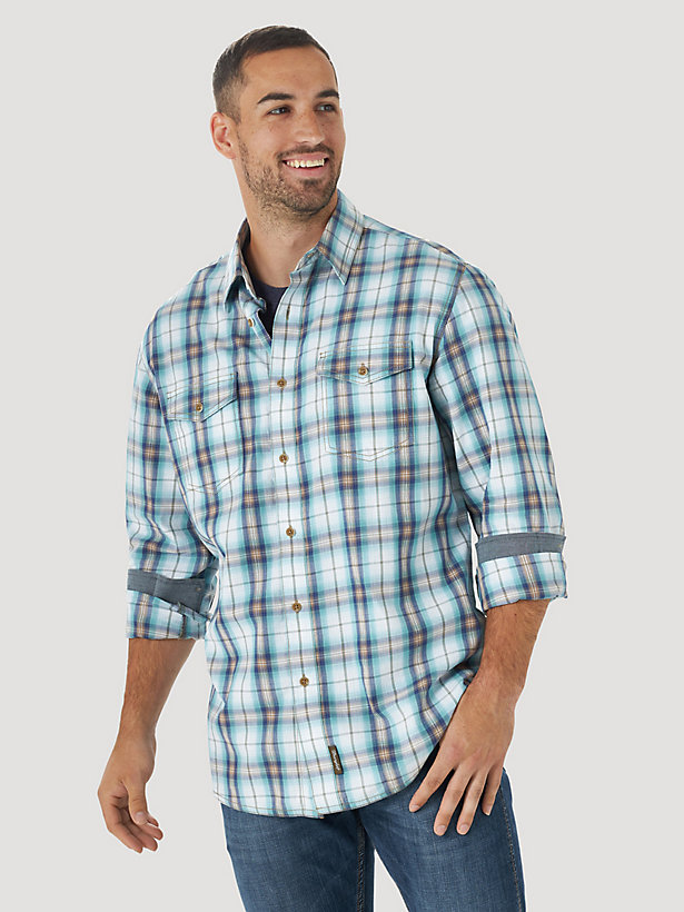 Men's Wrangler Retro® Long Sleeve Button-Down Plaid Shirt