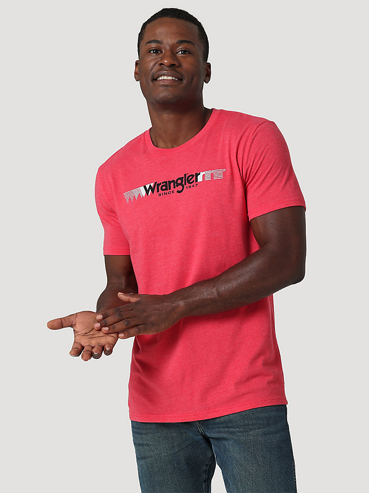 Men's Wrangler Logo Blur T-Shirt in Red Heather main view
