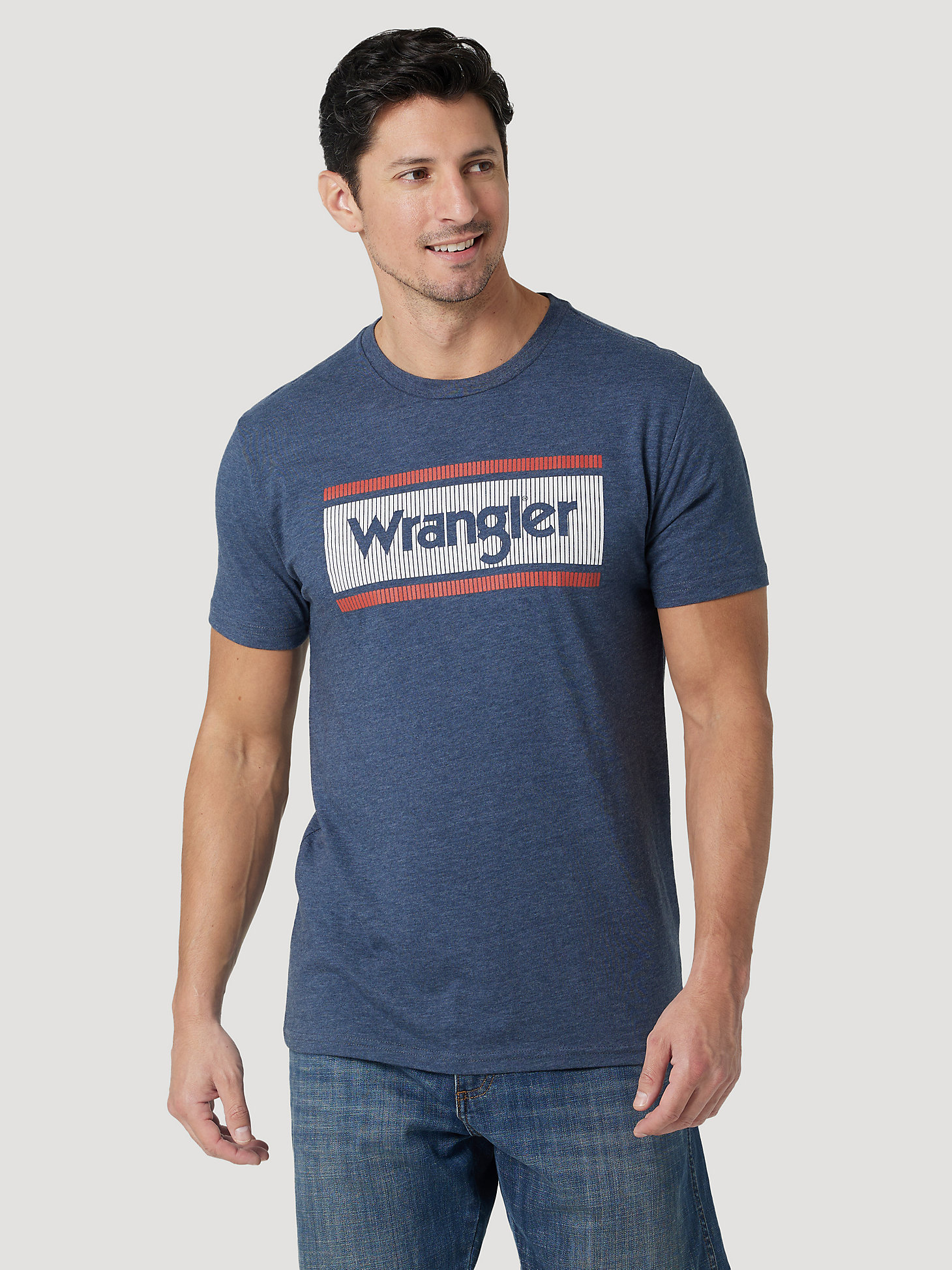 Men's Classic Wrangler Logo Tag T-Shirt in Navy Heather alternative view 1