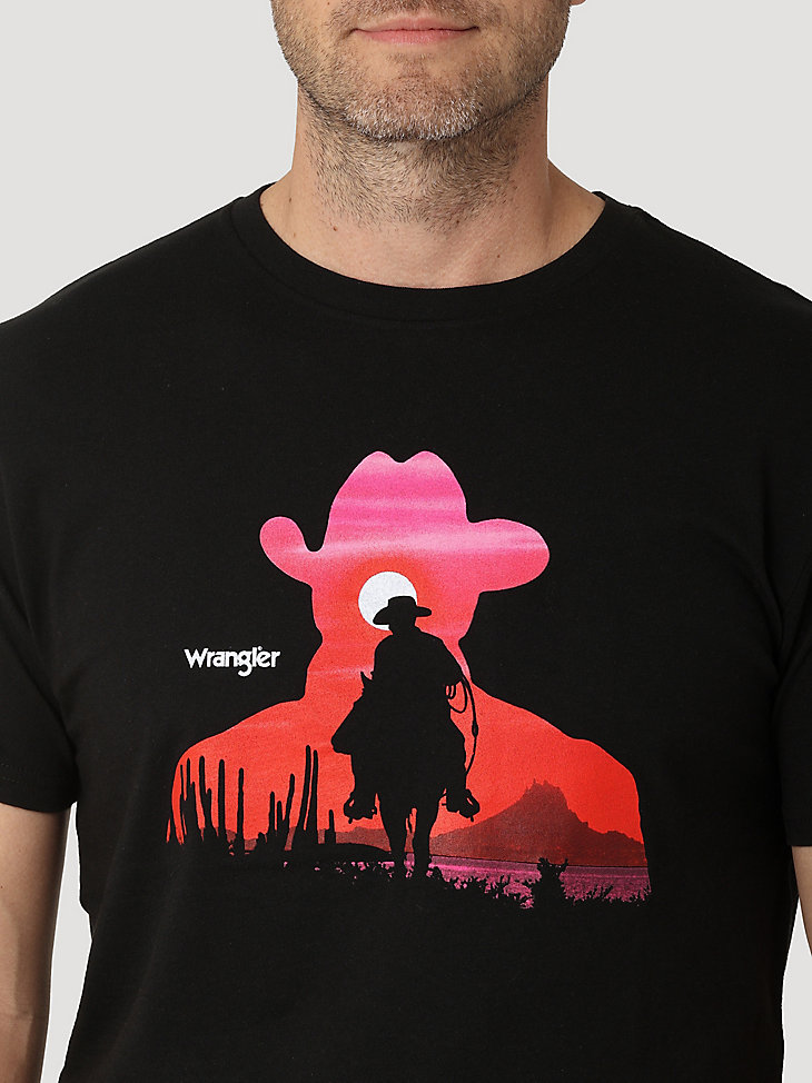 Men's Cowboy Sunset Graphic T-Shirt in Black alternative view
