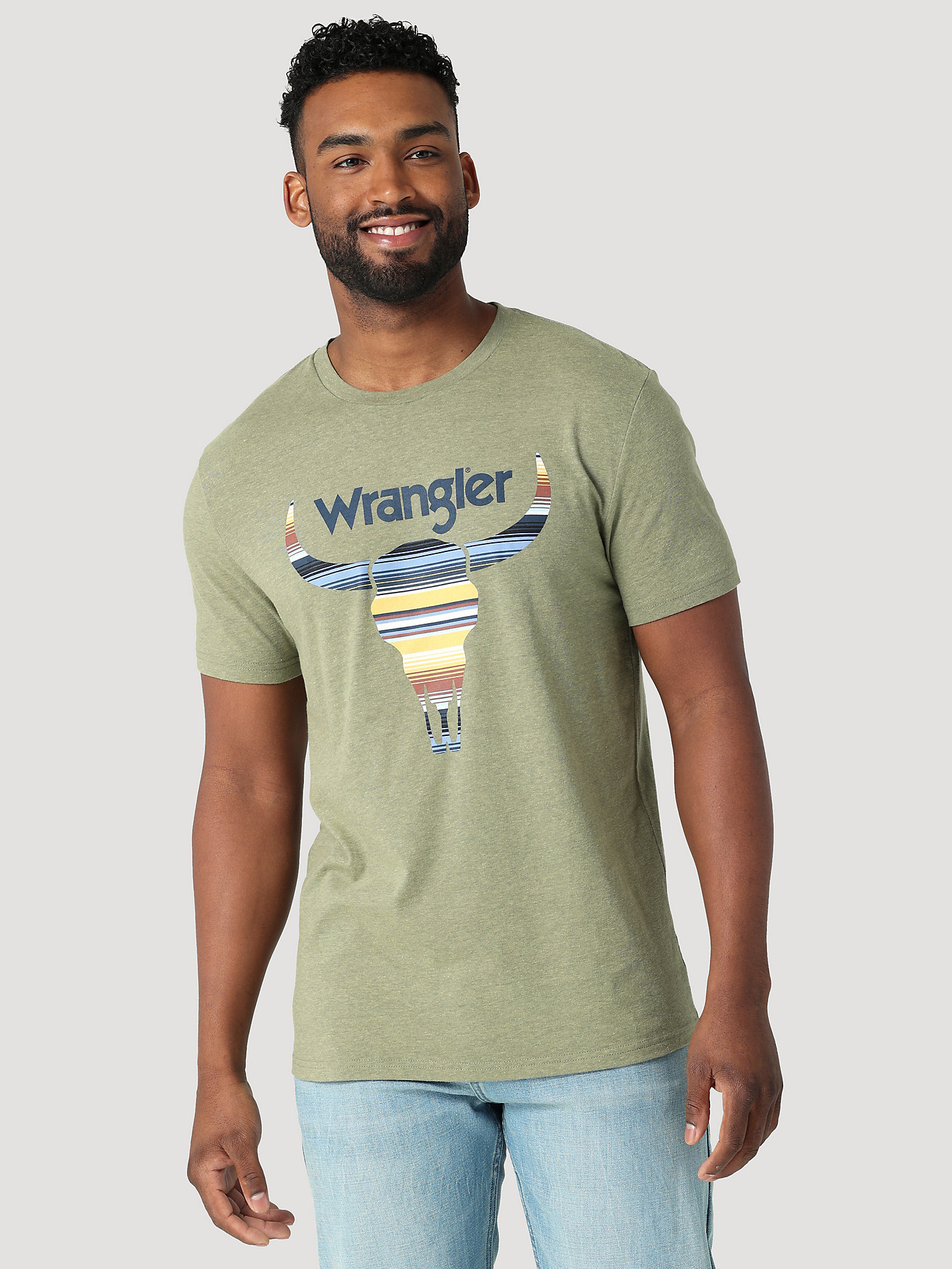 Men's Stripe Steer Head Graphic T-Shirt in Sage Heather alternative view 3