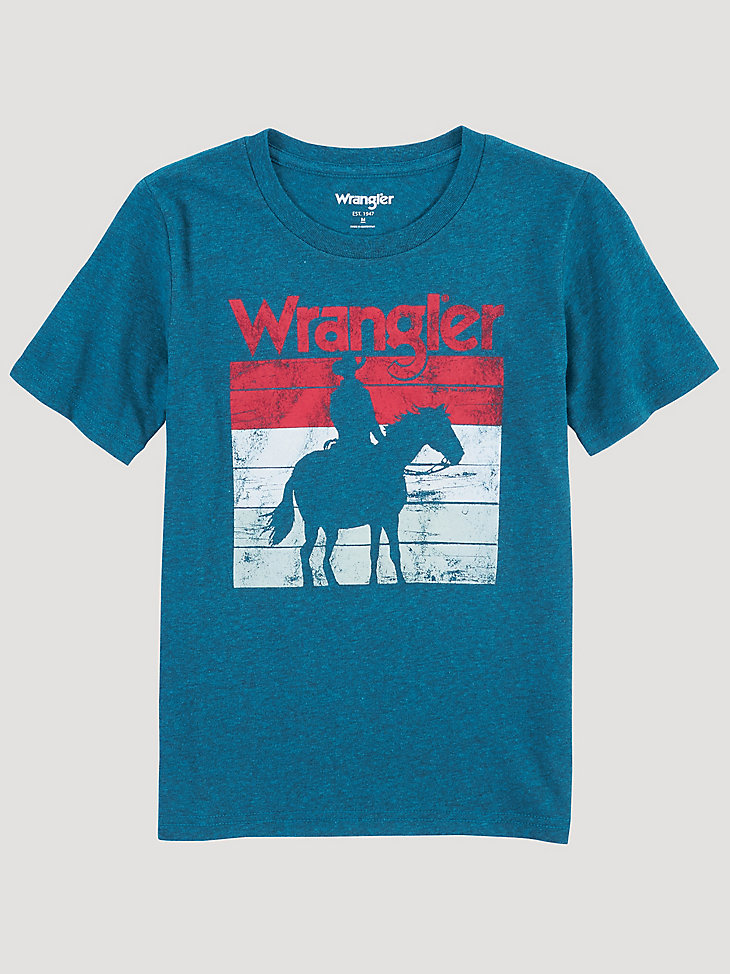 Wrangler Logo Cowboy Echo T-Shirt:Cyan:L main view
