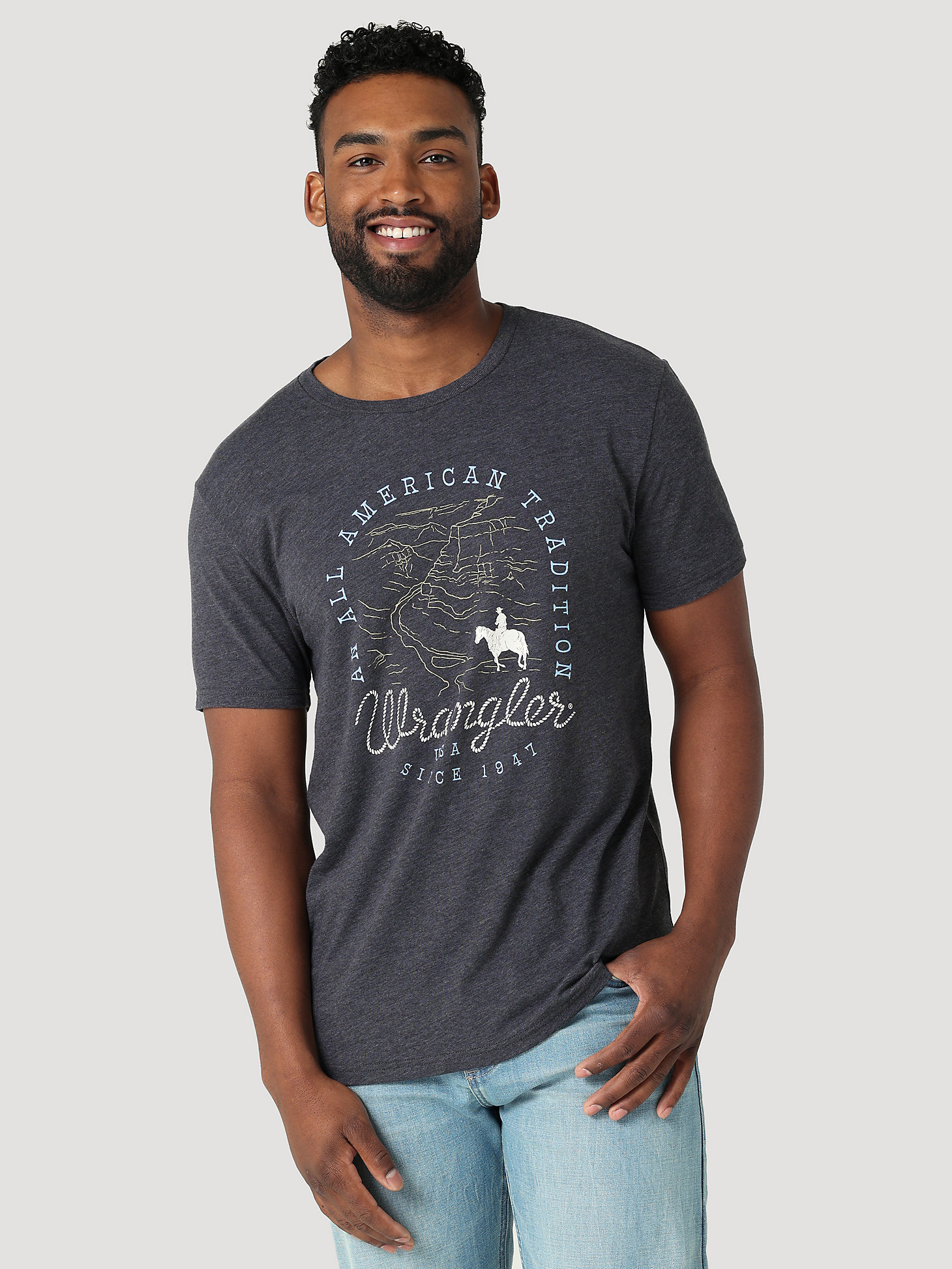 Men's All American Tradition Wrangler T-Shirt in Charcoal Heather main view
