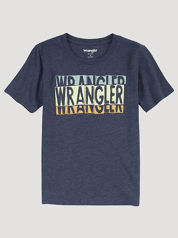 Boy's Signpost Wrangler Logo Graphic T-Shirt in Charcoal Heather