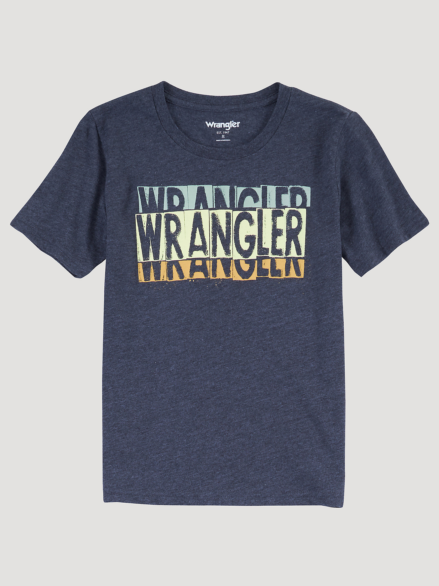 Boy's Signpost Wrangler Logo Graphic T-Shirt in Charcoal Heather main view