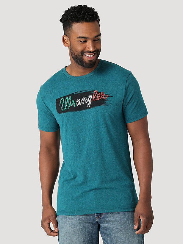 Men's Green White Red Wrangler Logo T-Shirt