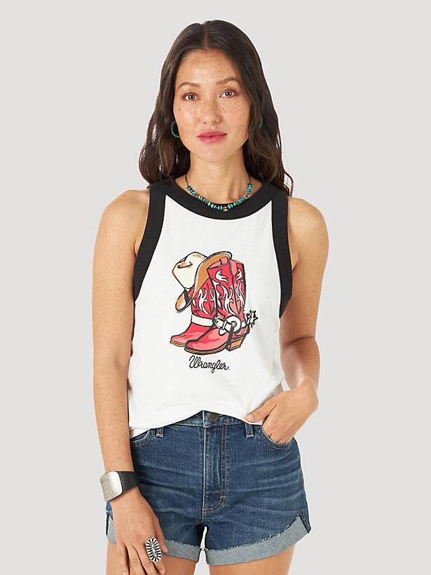 Women's Cowgirl Boot Contrast Graphic Tank