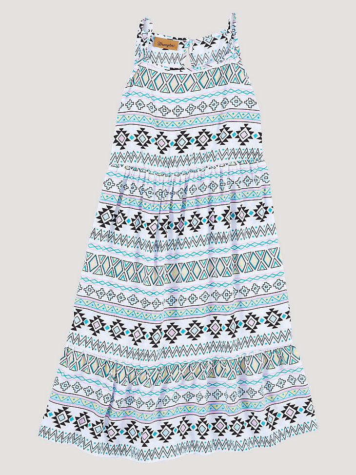 Girl's Wrangler Sleeveless Southwestern Tiered Dress in Multi main view