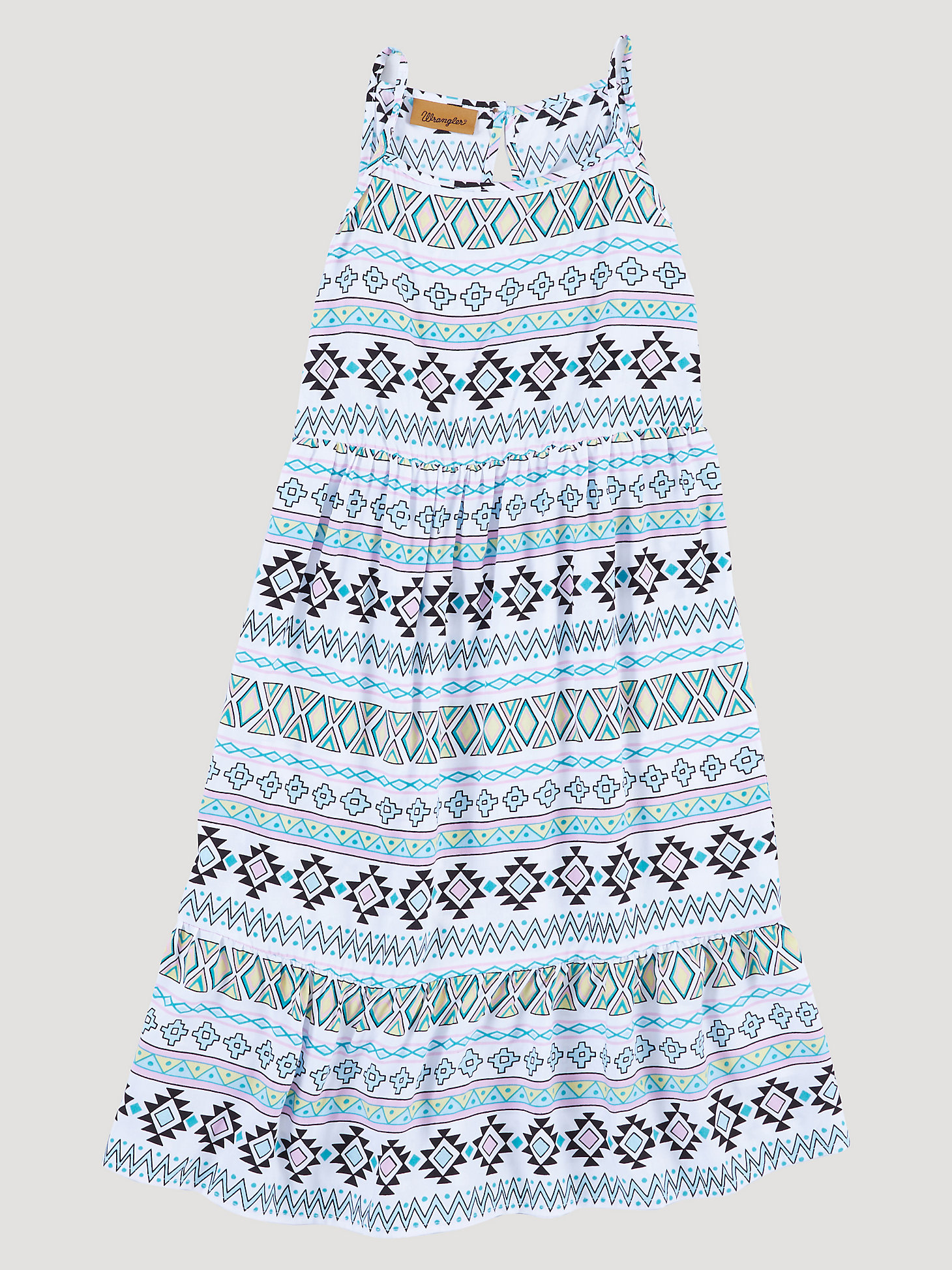 Girl's Wrangler Sleeveless Southwestern Tiered Dress in Multi main view