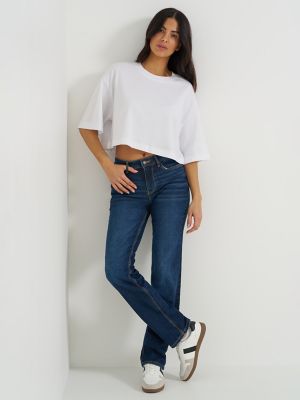 Women's Wrangler® High Rise True Straight Leg Jean in Berry Dark