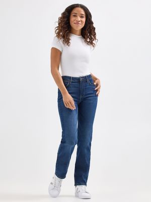 Arriba 53+ imagen wrangler straight leg jeans women’s